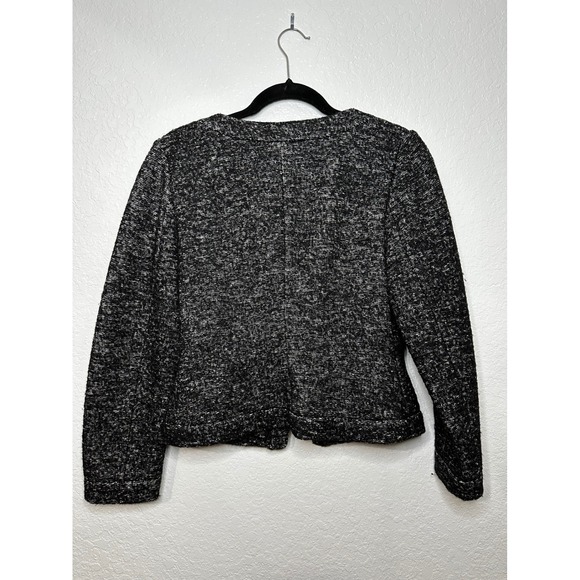 Banana Republic Women's Black Tweed Cropped Blazer Made in Italy Fabric Sz 6 - Picture 2 of 4